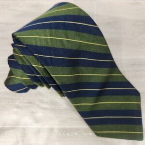 Churchill Collection Classic REPP Necktie Regimental Blue And Green 58" x 3¼"